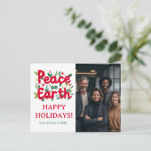 PEACE ON EARTH BUSINESS CUSTOM PHOTO Holiday Briefkaart (Staand voorkant)