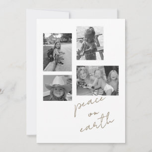 Peace on Earth Collage B/W Foto Platte Vakantie Ka Feestdagenkaart