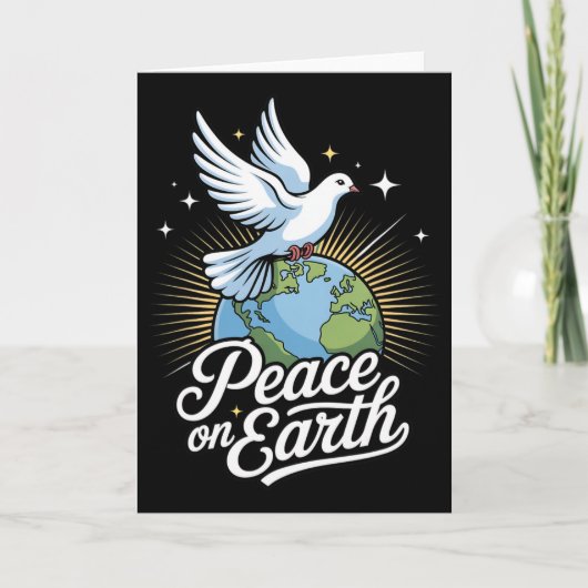 Peace On Earth Dove And Globe Faith Christmas Kaart (Voorkant)