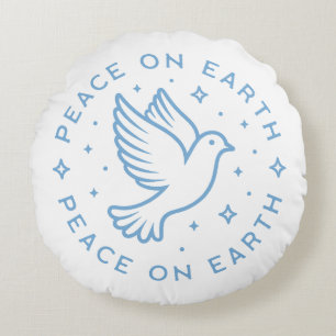 Peace on earth dove blauw esthetisch Christelijk m Rond Kussen