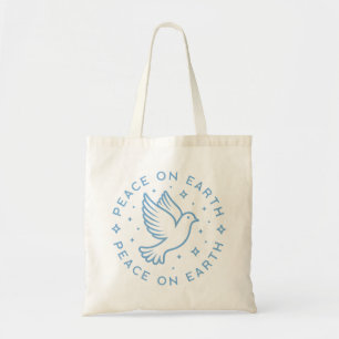 Peace on earth dove blauw esthetisch Christelijk m Tote Bag