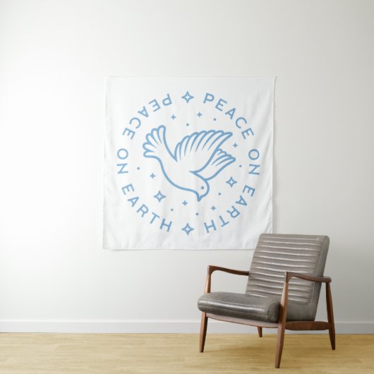 Peace on earth dove blauw esthetisch Christelijk m Wandkleed (In Situ (horizontaal))