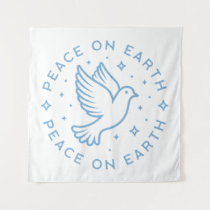 Peace on earth dove blauw esthetisch Christelijk m Wandkleed