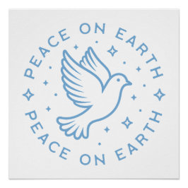 Peace on earth dove blauw esthetisch Christelijk Perfect Poster