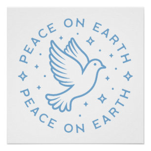 Peace on earth dove blauw esthetisch Christelijk Perfect Poster