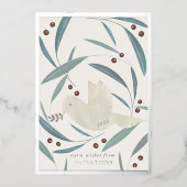 Peace on Earth Dove Cream Silver Foil Carte de vac (Recto)
