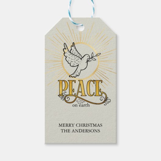 Peace on Earth Dove Mandala Kerstcadeau Label Cadeaulabel (Voorkant)
