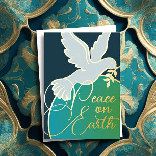 Peace on Earth Dove met Branch Folie Holiday Kaart