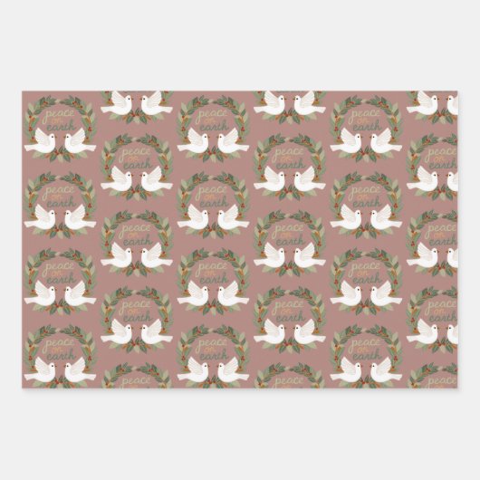 Peace on Earth Duiven Kerst Feestdagen CUSTOM Inpakpapier Vel (Voorkant 3)