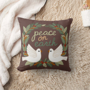 Peace on Earth Duiven Kerst Feestdagen CUSTOM Kussen