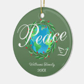 Peace on Earth Elegant Script Christmas Photo Keramisch Ornament (Links)