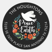 Peace on Earth-etiket voor kerstmis Ronde Sticker (Voorkant)