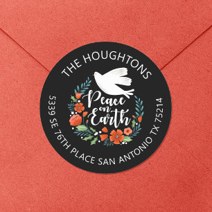 Peace on Earth-etiket voor kerstmis Ronde Sticker