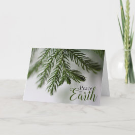 Peace on Earth Evergreen Branch Holiday Card Feestdagen Kaart