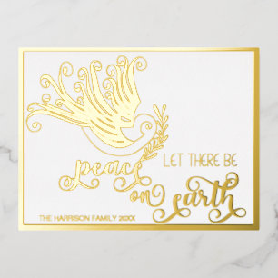 'Peace on Earth Gold Dove' kerstmis Folie Feestdagen Briefkaart