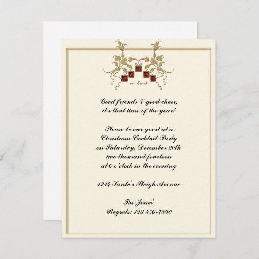 Peace on Earth Gouden Bloemen Tegels Kaart (Voorkant / Achterkant)