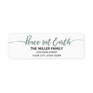 Peace on Earth Green Script Etiket