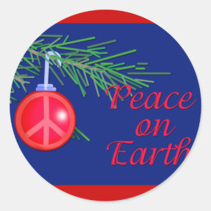 Peace on Earth Holiday Cards en Briefkaarten Ronde Sticker