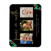 Peace on Earth Kerstmis 3 Fotogrote Waterverf Magneet (Verticaal)