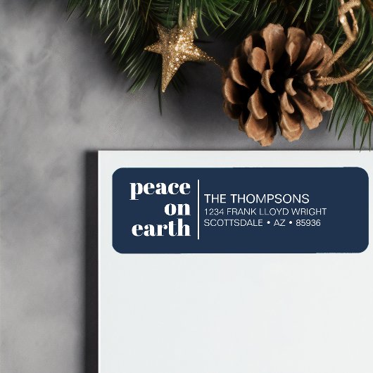 Peace on Earth Kerstmis Minimalistisch retouradres Etiket