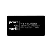Peace on Earth Kerstmis Minimalistisch retouradres Etiket (Voorkant)