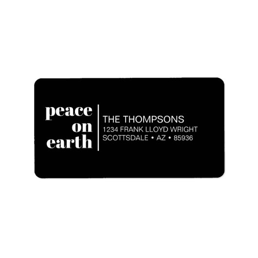 Peace on Earth Kerstmis Minimalistisch retouradres Etiket (Voorkant)