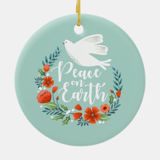 Peace on Earth-kerstscript Keramisch Ornament (Achterkant)