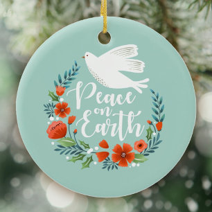 Peace on Earth-kerstscript Keramisch Ornament