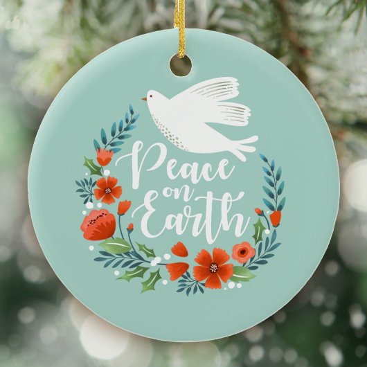 Peace on Earth-kerstscript Keramisch Ornament