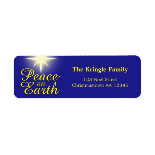 Peace on Earth kerstStar-Adresetiketten Etiket (Voorkant)