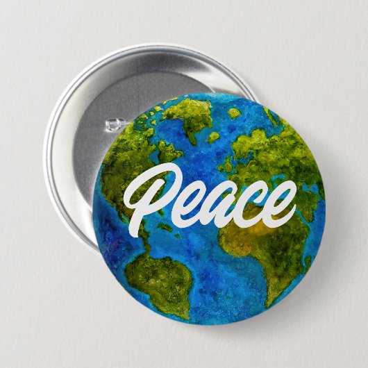 Peace on EARTH-knop Ronde Button 7,6 Cm (Voorkant /achterkant)