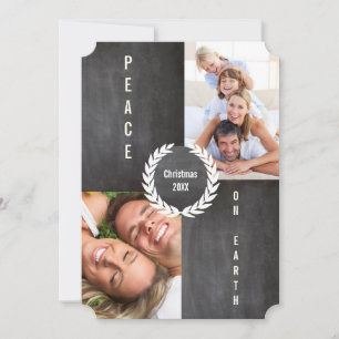 Peace on Earth Merry en Bright Family Photo Card Feestdagenkaart
