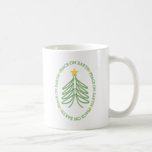 Peace on Earth Modern Holiday Tree and Quote Koffiemok