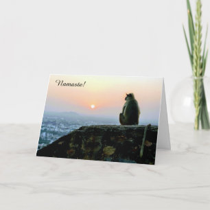Peace on Earth Monkey bij Sunset Holiday Kaart