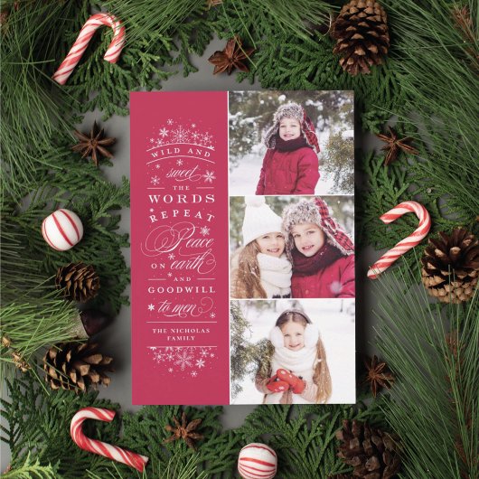 Peace on Earth Multi Photo Holiday Card Feestdagenkaart