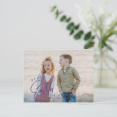 Peace on Earth | Purple | Christmas Holiday Photo Briefkaart (Staand voorkant)