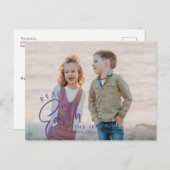 Peace on Earth | Purple | Christmas Holiday Photo Briefkaart (Voorkant / Achterkant)