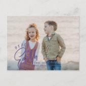 Peace on Earth | Purple | Christmas Holiday Photo Briefkaart (Voorkant)