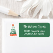 Peace on Earth Retro Font Custom Holiday Etiket (Insitu)