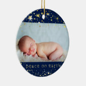Peace On Earth Star 2-sided Baby's eerste kerstfee Keramisch Ornament (Rechts)