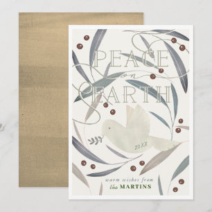 Peace on Earth White Dove Cream Christmas Kaart
