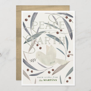 Peace on Earth White Dove Cream-kerstkaart Kaart