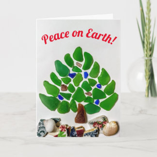 Peace on Earth Zee Glazen Kerstboom Feestdagen Kaart