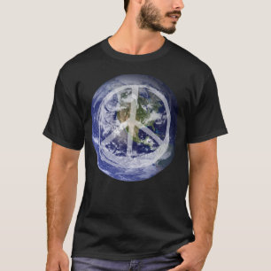 PEACE op Aarde Planet in Space Peace Symbol Sign T T-shirt