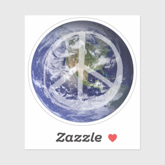 PEACE op Aarde Planet in Space Peace Symbol Sticker (Vel)