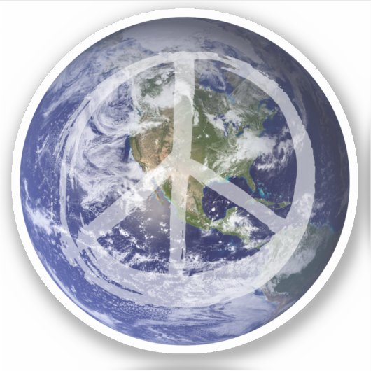 PEACE op Aarde Planet in Space Peace Symbol Sticker (Voorkant)