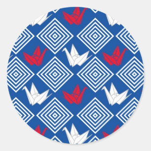 Peace Orizuru Pattern Ronde Sticker