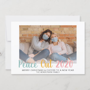 Peace Out 2020 Pastels-foto nieuwjaar Feestdagenkaart