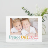 Peace Out 2022-kerstfoto Feestdagenkaart (Staand voorkant)