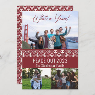 Peace Out 2023 Wat een jaar 3 fotocollage - Berry Feestdagenkaart